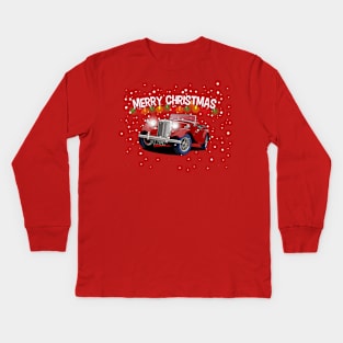 MG T Type Vintage Car Merry Christmas Kids Long Sleeve T-Shirt